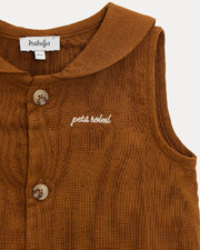 Ernest short jumpsuit with sailor collar Hazelnut colour  Natalys