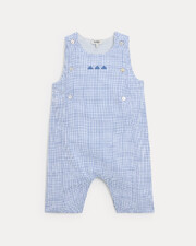 Marceau cotton canvas long jumpsuit Blue check print  Natalys