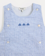 Marceau cotton canvas long jumpsuit Blue check print  Natalys