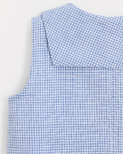 Ernest short jumpsuit with sailor collar Blue check print  Natalys