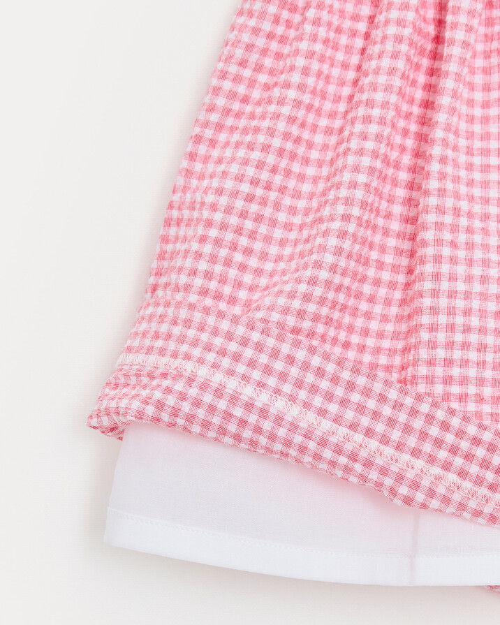 Romane seersucker dress with straps Pomegranate gingham print Natalys