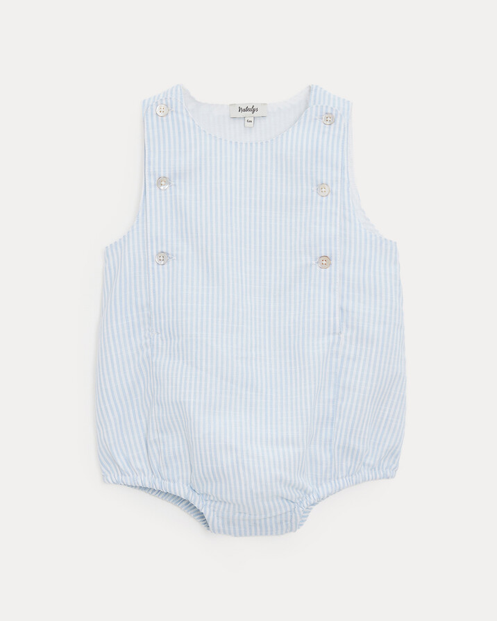 Honore cotton romper Blue sky stripes print  Natalys
