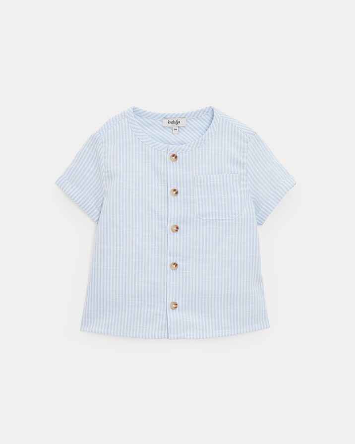 Theodore short-sleeved shirt Blue sky stripes print  Natalys