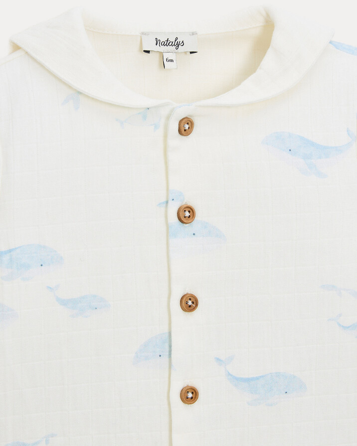 Augustin long-sleeved shirt Whale print  Natalys