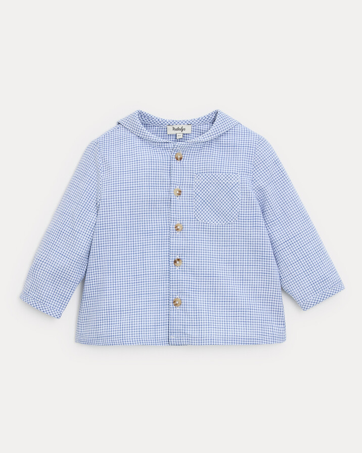 Augustin long-sleeved shirt Blue check print  Natalys