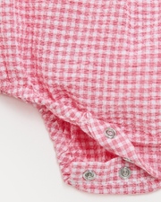 Maxine seersucker romper with straps Pomegranate gingham print Natalys