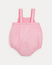 Maxine seersucker romper with straps Pomegranate gingham print Natalys